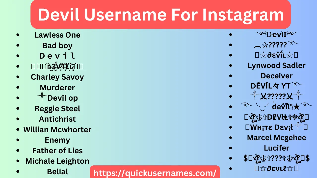 Devil Username For Instagram