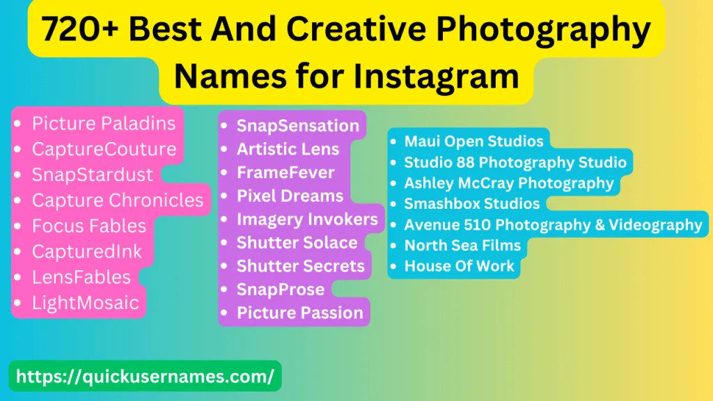 Photography Names for Instagram