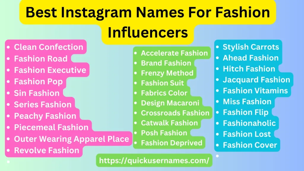 Best Instagram Names For Fashion Influencers