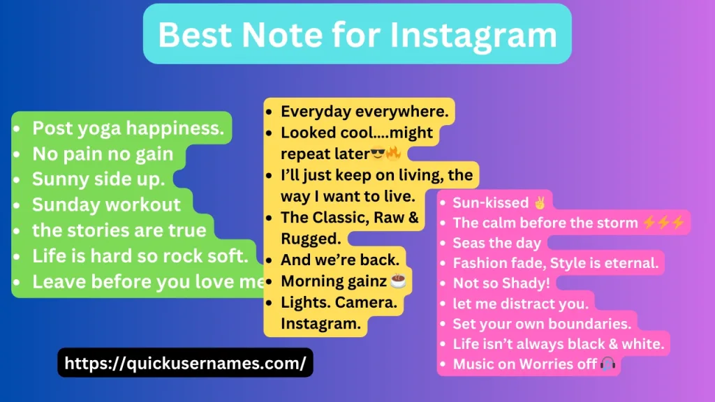 Best Note for Instagram