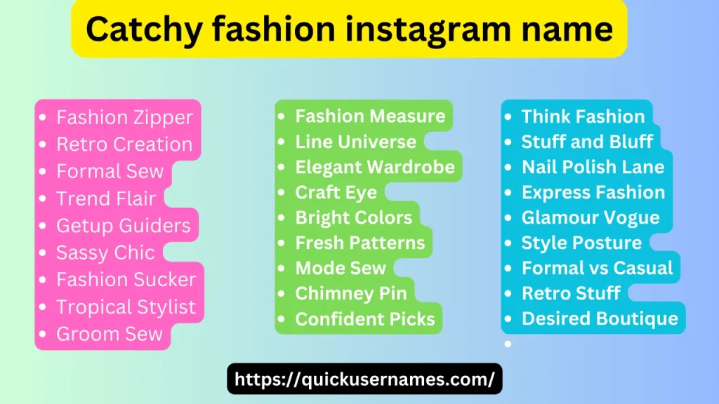 Catchy fashion instagram name