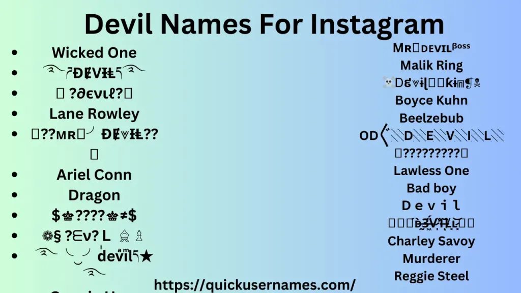 Devil Username For Instagram