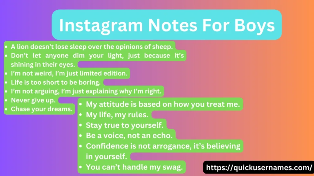 Instagram Notes For Boys