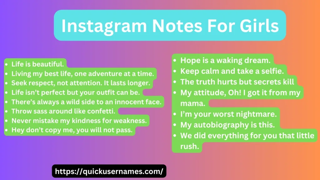 Instagram Notes For Girls