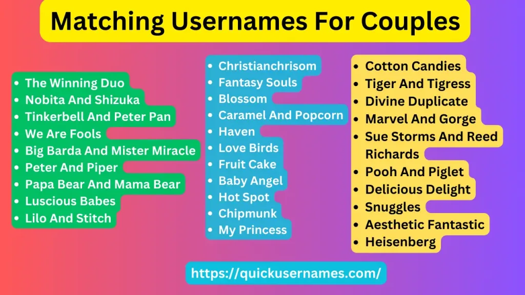 Matching Usernames For Couples