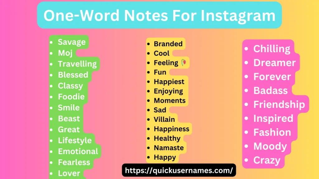 One-Word Notes For Instagram