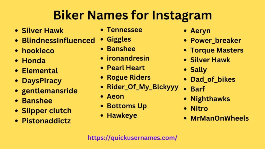 Silver Hawk, biker names for instagram