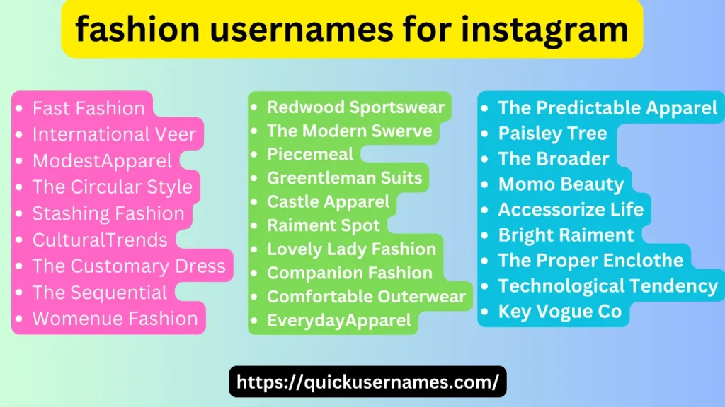 fashion usernames for instagram fast fashion is a example