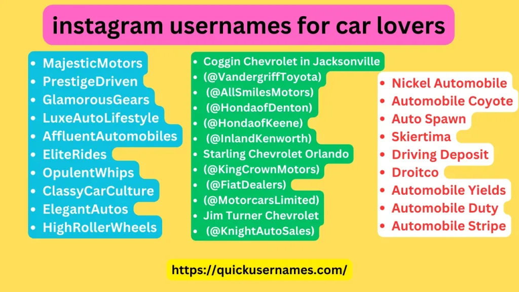 instagram usernames for car lovers