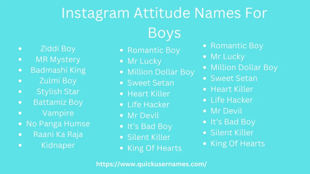 Instagram Attitude Names For Boys, ziddi boy