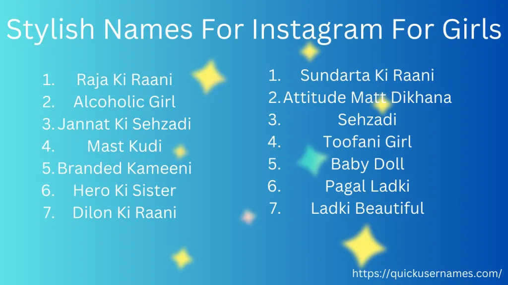 Stylish Names For Instagram For Girls, raja ki raani