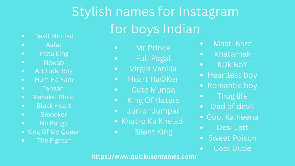 Stylish names for Instagram for boys Indian, devil minded